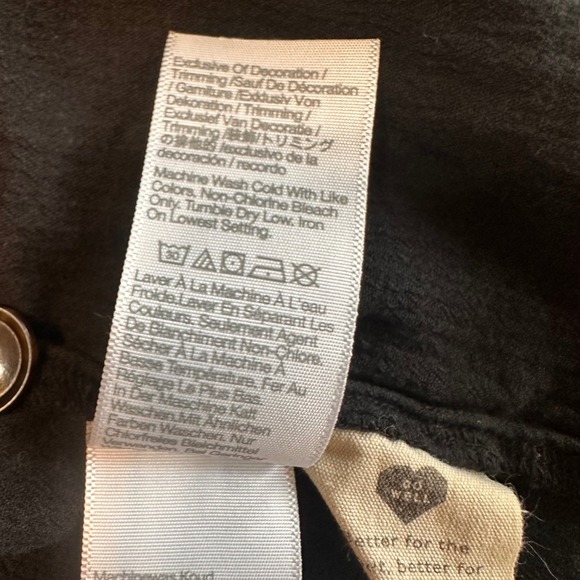 Madewell Womens Top M Black Eyelet Flutter Sleeve Smocked Peplum Blouse - Picture 11 of 11